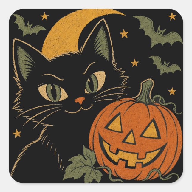 Retro Spooky Autumn Square Sticker (Front)