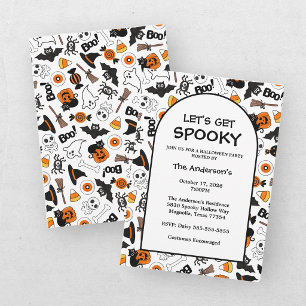 Retro Spooky Black And Orange Halloween Party  Invitation
