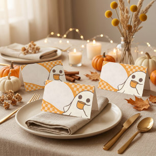 Retro Spooky Cute Ghost Halloween Place Card