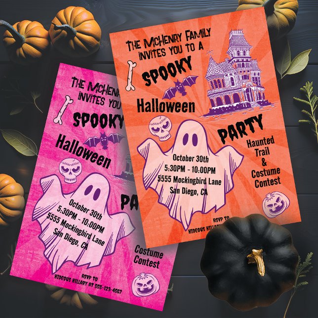 Retro Spooky Halloween Ghost Poster style party Invitation (Creator Uploaded)