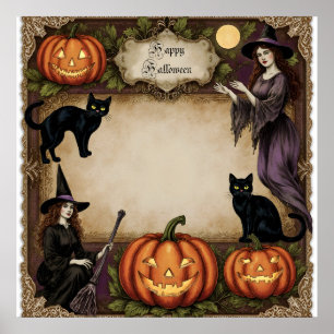 Retro Spooky Halloween Greeting Card Poster