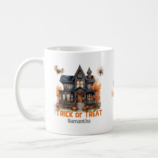 Retro spooky Halloween horror haunted house   Coffee Mug (Left)