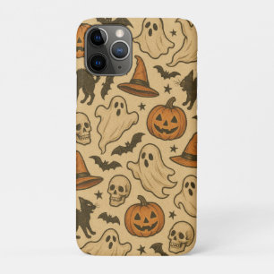Retro Spooky Icons on Cream Background iPhone 11 Pro Case