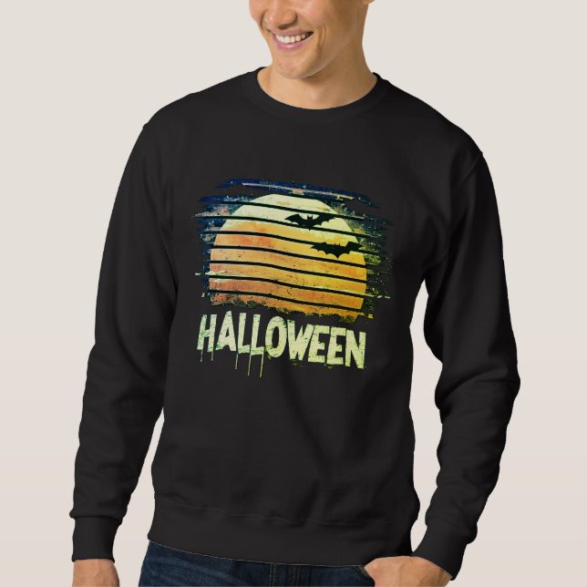 Retro Spooky Moon Halloween Sweatshirt (Front)