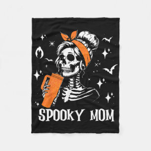 Retro Spooky Mum Halloween Costume Women Spooky Ma Fleece Blanket