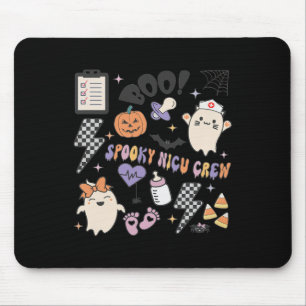 Retro Spooky NICU Nurse Halloween Cute Pumpkin Gho Mouse Pad