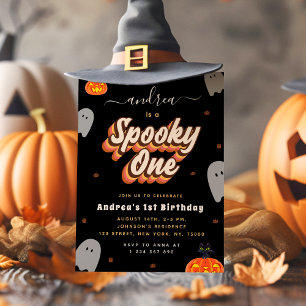 Retro Spooky One 1st Halloween Birthday Party Invitation