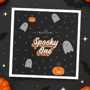 Retro Spooky One 1st Halloween Birthday Party  Napkin