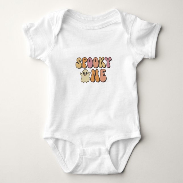 Retro Spooky One Birthday Baby Bodysuit (Front)