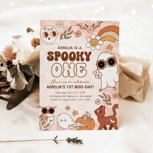 Retro Spooky One Halloween Birthday Invitation