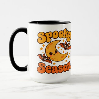 Retro Spooky Season Moon Bats Mug