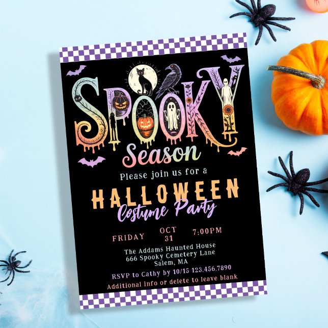 Retro Spooky Season Pastel Halloween Costume Party Invitation (Creator Uploaded)