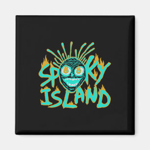 Retro Spooky Skull Funny Halloween 2 Sided Magnet