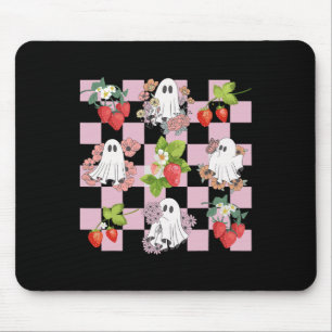 Retro Spooky Strawberry Ghost Halloween Ghost Cott Mouse Pad