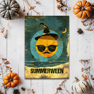 Retro Spooky Summer Goth Witch's Sun Postcard