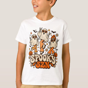 Retro Spooky SZN Ghosts Groovy 70s Halloween Des T-Shirt