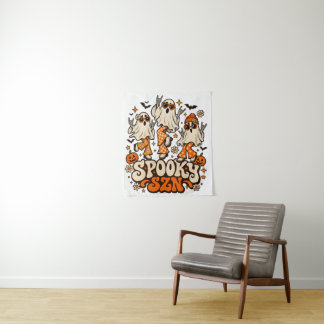 Retro Spooky SZN Ghosts | Groovy 70s Halloween Des Tapestry