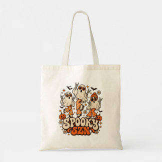 Retro Spooky SZN Ghosts | Groovy 70s Halloween Des Tote Bag