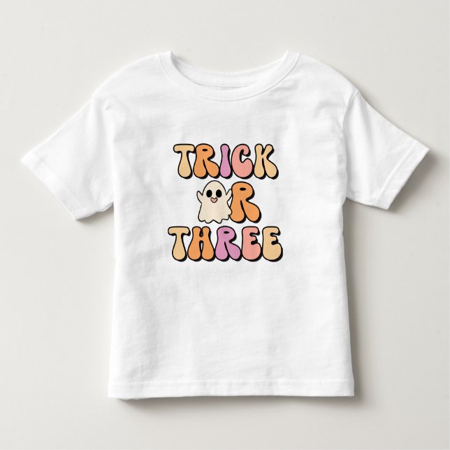 Retro Spooky Trick or Three Birthday Toddler T-Shirt (Front)