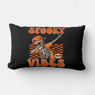 Retro Spooky Vibes Dabbing Skeleton Halloween Lumbar Cushion