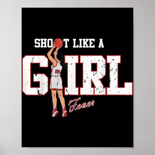 Retro Sport Quote Shoot Like A Girl Basketball Fun Poster (Front)