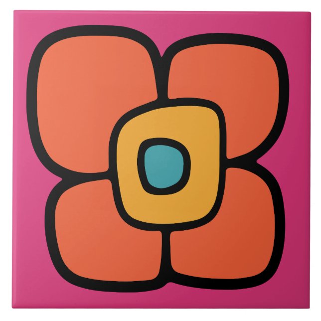 Retro Spring Blossom Ceramic Tile (Front)