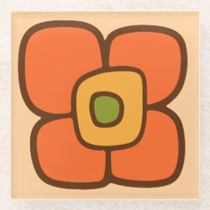 Retro Spring Blossom Glass Coaster