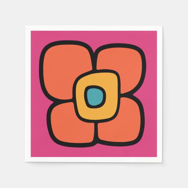 Retro Spring Blossom Napkin (Front)