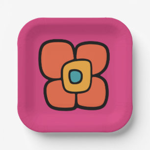Retro Spring Blossom Paper Plate