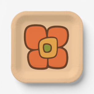 Retro Spring Blossom Paper Plate