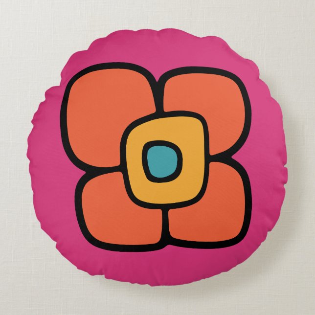 Retro Spring Blossom Round Cushion (Front)