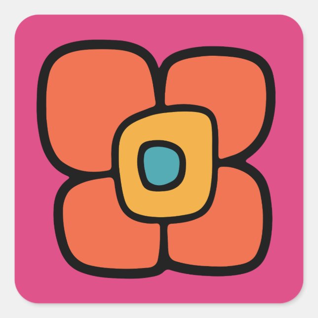 Retro Spring Blossom Square Sticker (Front)