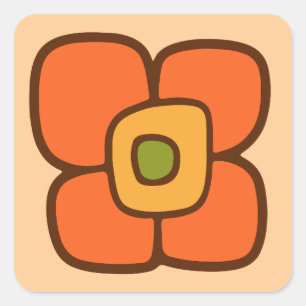 Retro Spring Blossom Square Sticker