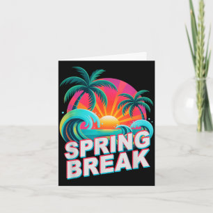Retro spring break beach trip vacation cruise card