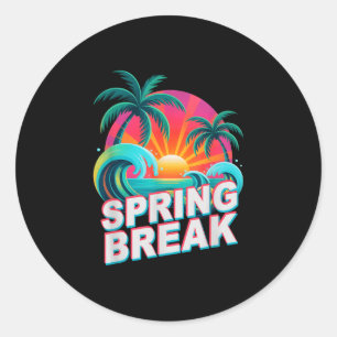 Retro spring break beach trip vacation cruise classic round sticker