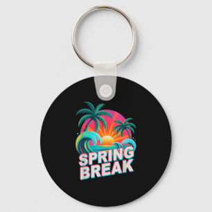 Retro spring break beach trip vacation cruise key ring