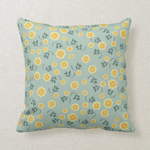 Retro spring buttercup floral flower girly pattern cushion