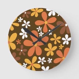 Retro Spring Daisies #2 #decor #art Round Clock