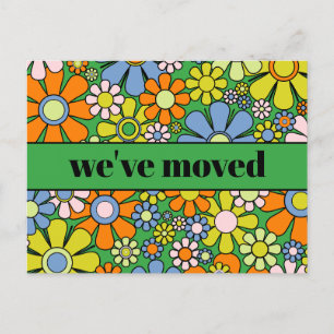 Retro Spring Floral New Address / We've Moved Postcard