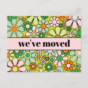Retro Spring Floral New Address / We've Moved Postcard