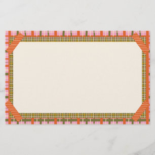 Retro Spring Hand Drawn Faux Washi Grid and Plaid Stationery