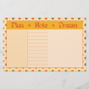 Retro Spring Hand Drawn Plan and Dream Floral Grid Stationery