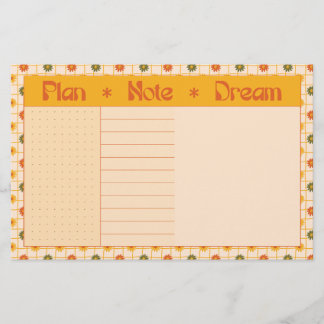 Retro Spring Hand Drawn Plan and Dream Floral Grid Stationery