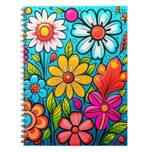 Retro spring hippie flower power notebook