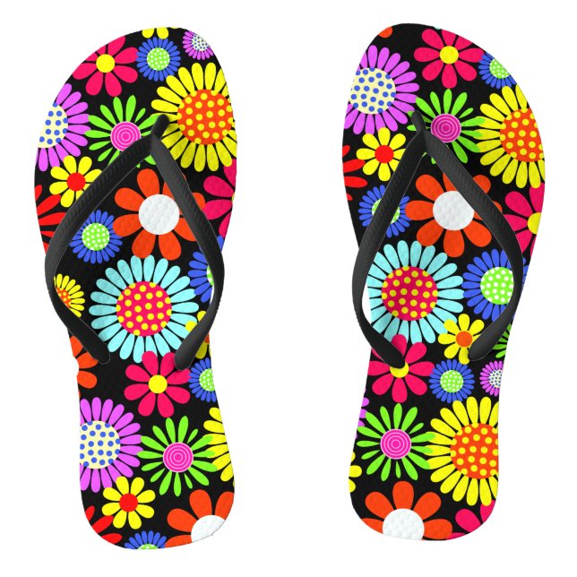 Retro spring hippie flower power  thongs (Footbed)
