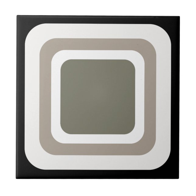 Retro Square Black Grey White Ceramic Tile (Front)