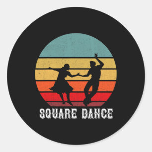 Retro Square Dancer Vintage Square Dancing Square Classic Round Sticker
