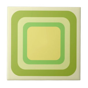 Retro Square Green Yellow Ceramic Tile