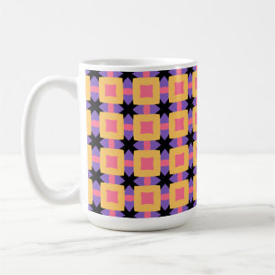 Retro Square Grid Pattern with Bright Colours Coffee Mug