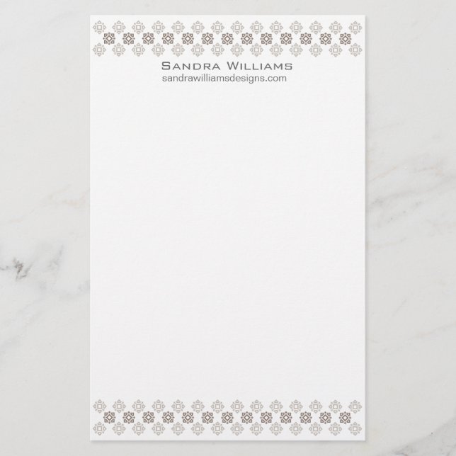 Retro Square Pattern Design Stationary Grey Stationery (Front)